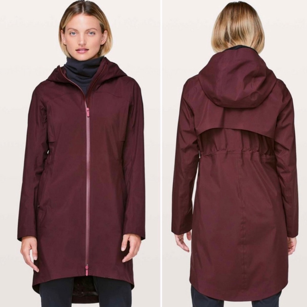 LuLuLemon Rain Rules Long Jacket Size 4 Cassis Lightweight Hooded